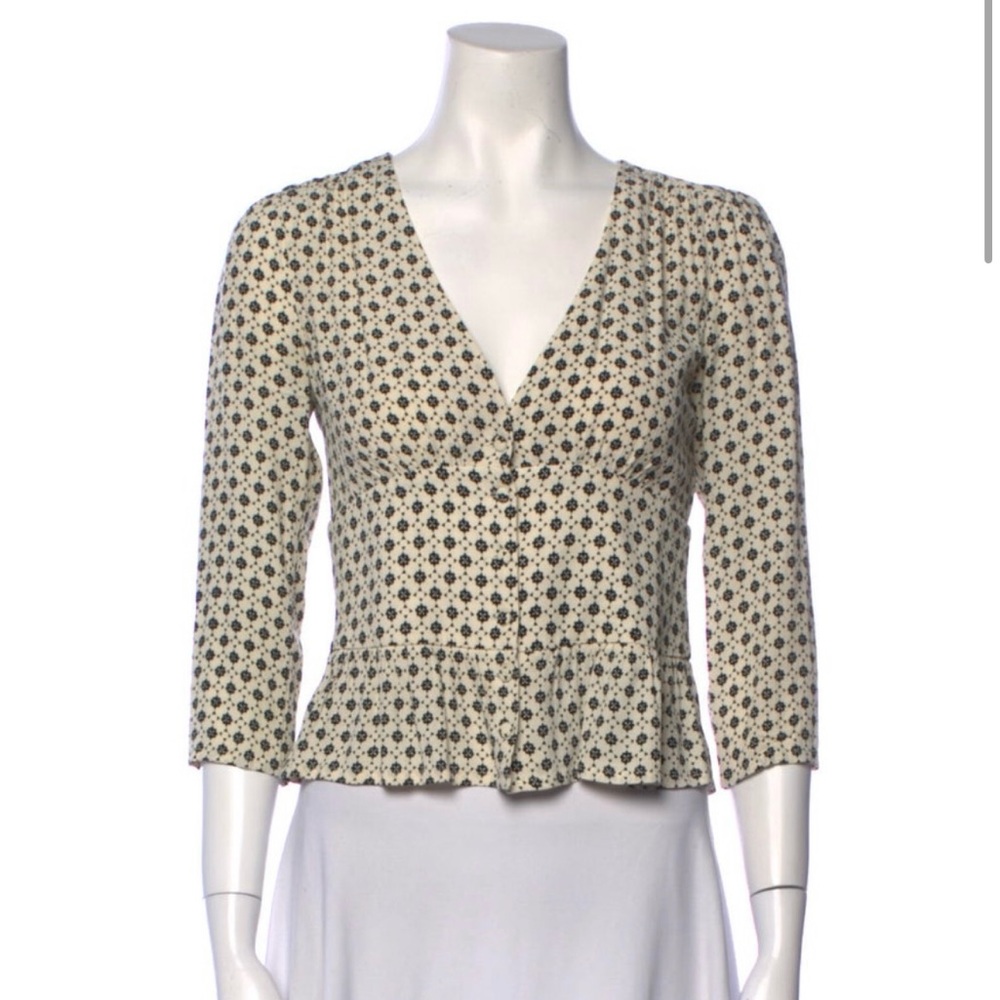 Patterned V-Neck Blouse